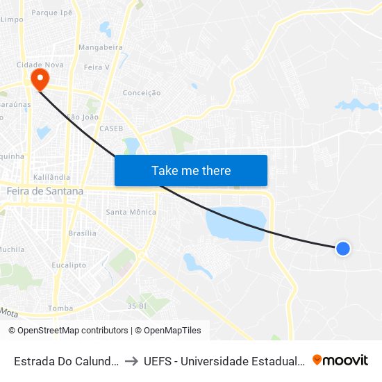 Estrada Do Calundu, 5176-5426 to UEFS - Universidade Estadual de Feira de Santana map