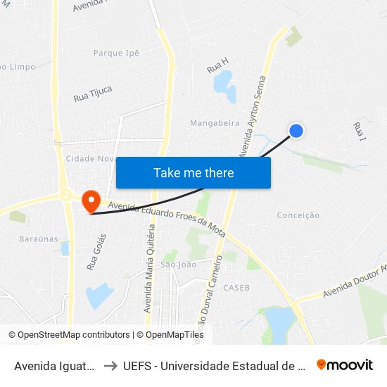 Avenida Iguatemi, 709 to UEFS - Universidade Estadual de Feira de Santana map
