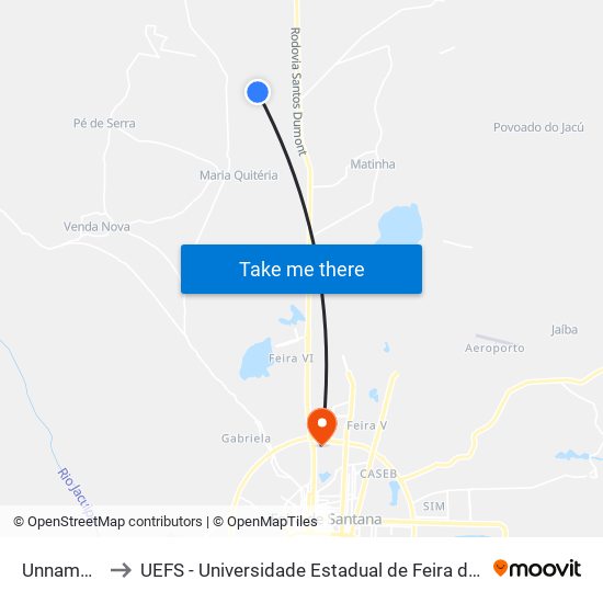 Unnamed 5 to UEFS - Universidade Estadual de Feira de Santana map