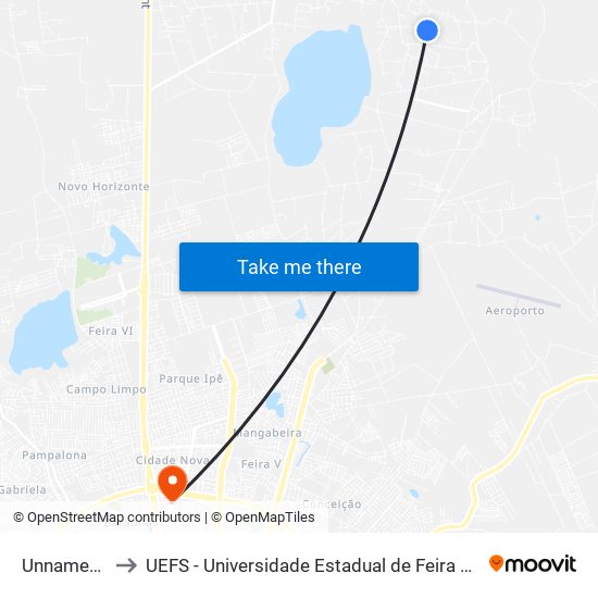 Unnamed 13 to UEFS - Universidade Estadual de Feira de Santana map