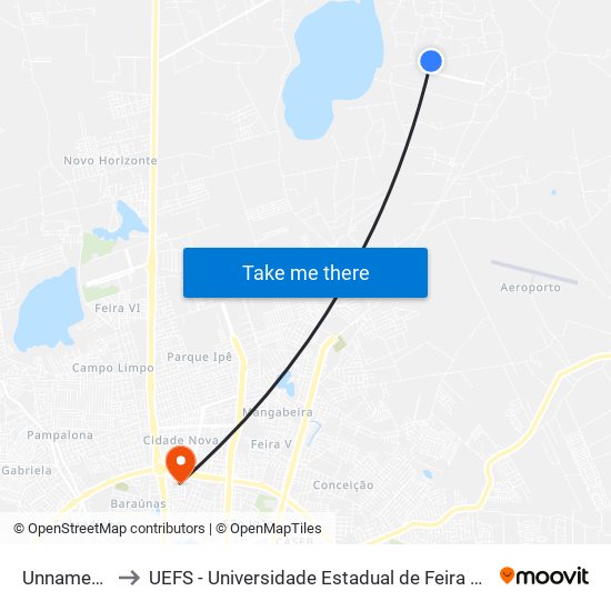 Unnamed 18 to UEFS - Universidade Estadual de Feira de Santana map