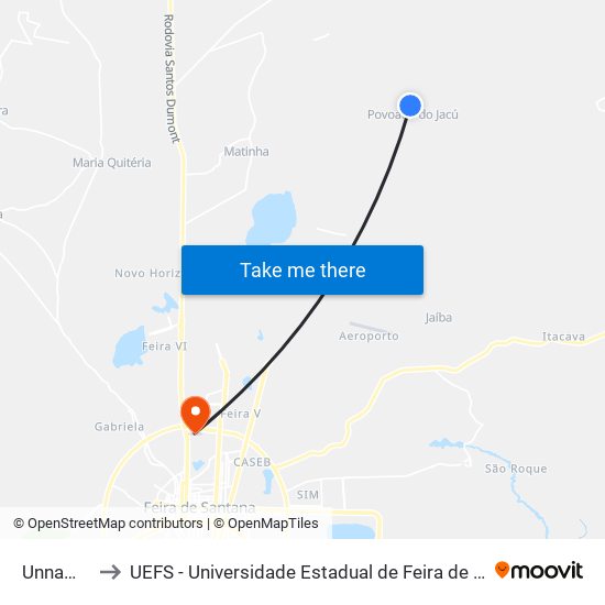 Unnamed to UEFS - Universidade Estadual de Feira de Santana map