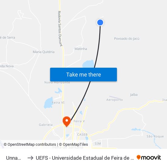 Unnamed to UEFS - Universidade Estadual de Feira de Santana map