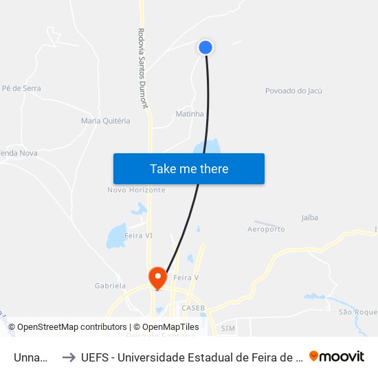 Unnamed to UEFS - Universidade Estadual de Feira de Santana map