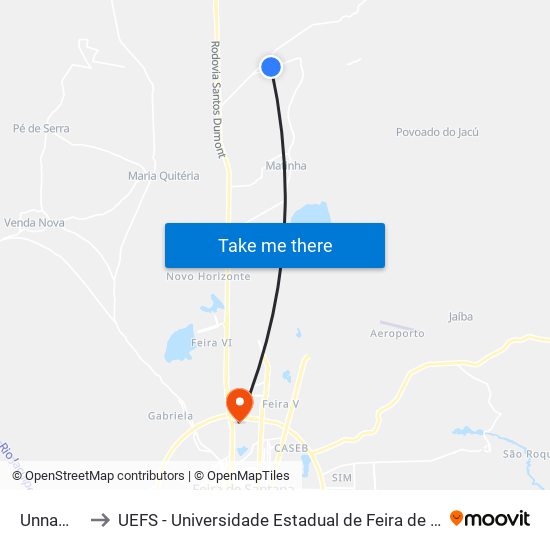 Unnamed to UEFS - Universidade Estadual de Feira de Santana map