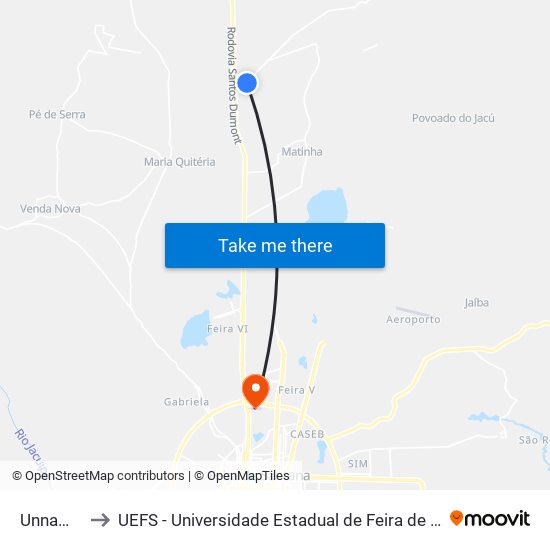 Unnamed to UEFS - Universidade Estadual de Feira de Santana map