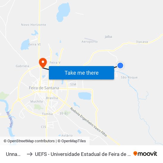 Unnamed to UEFS - Universidade Estadual de Feira de Santana map