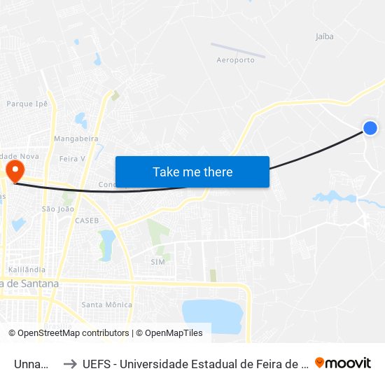 Unnamed to UEFS - Universidade Estadual de Feira de Santana map