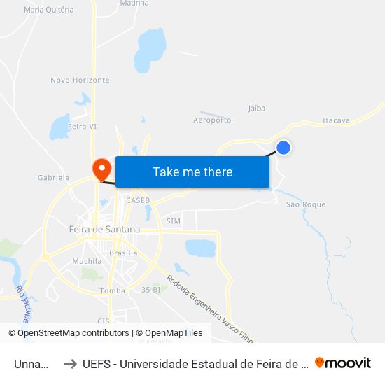 Unnamed to UEFS - Universidade Estadual de Feira de Santana map