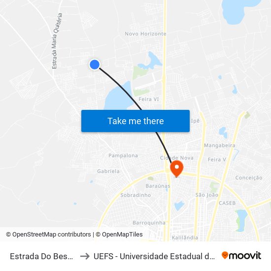 Estrada Do Besouro, 2437 to UEFS - Universidade Estadual de Feira de Santana map