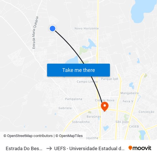 Estrada Do Besouro, 1513 to UEFS - Universidade Estadual de Feira de Santana map