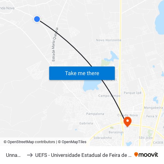 Unnamed to UEFS - Universidade Estadual de Feira de Santana map