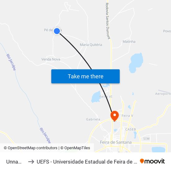 Unnamed to UEFS - Universidade Estadual de Feira de Santana map