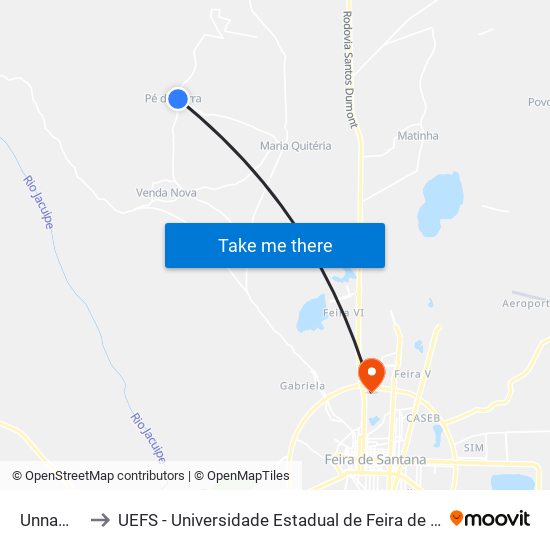 Unnamed to UEFS - Universidade Estadual de Feira de Santana map