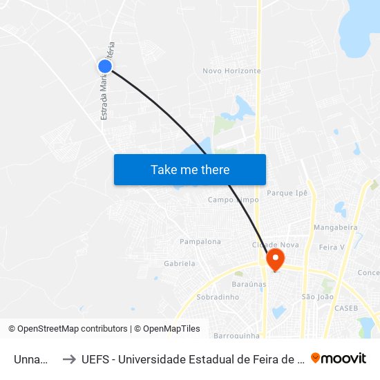 Unnamed to UEFS - Universidade Estadual de Feira de Santana map