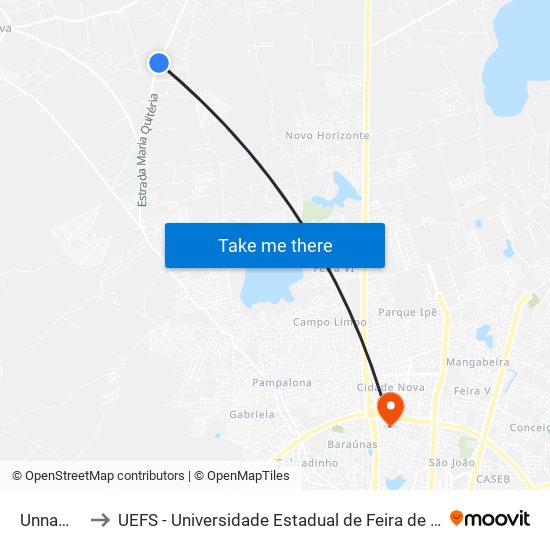 Unnamed to UEFS - Universidade Estadual de Feira de Santana map