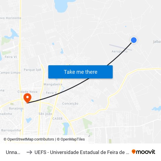 Unnamed to UEFS - Universidade Estadual de Feira de Santana map