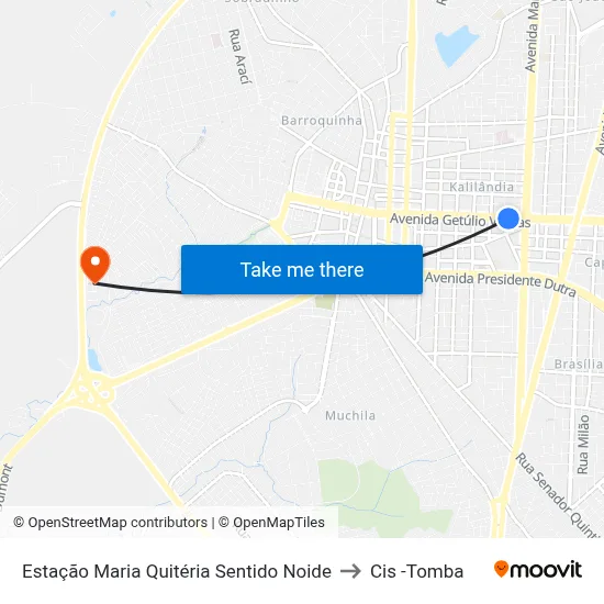 Estação Maria Quitéria Sentido Noide to Cis -Tomba map