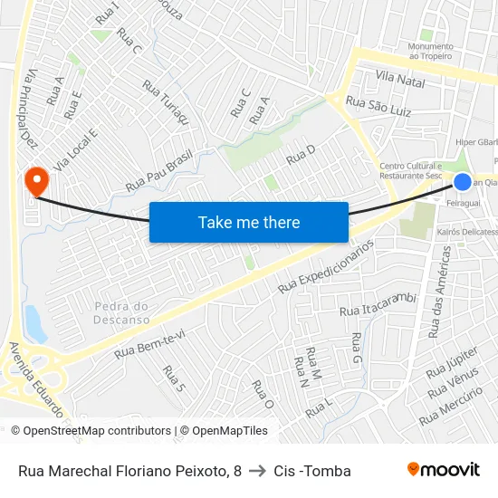 Rua Marechal Floriano Peixoto, 8 to Cis -Tomba map