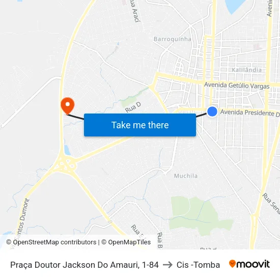Praça Doutor Jackson Do Amauri, 1-84 to Cis -Tomba map