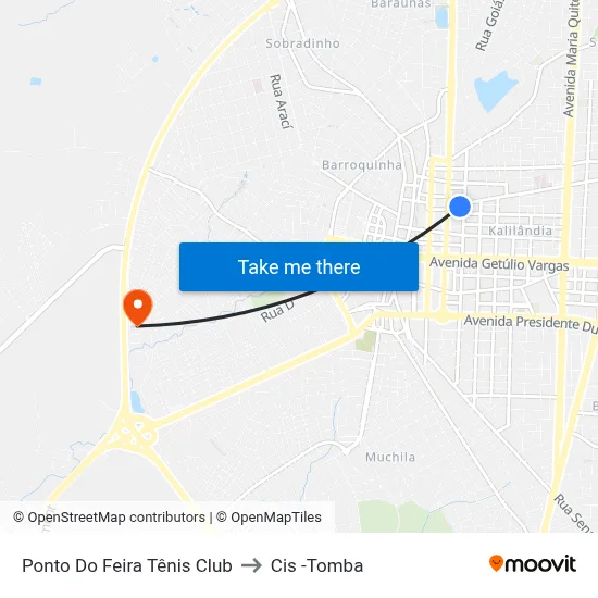 Ponto Do Feira Tênis Club to Cis -Tomba map