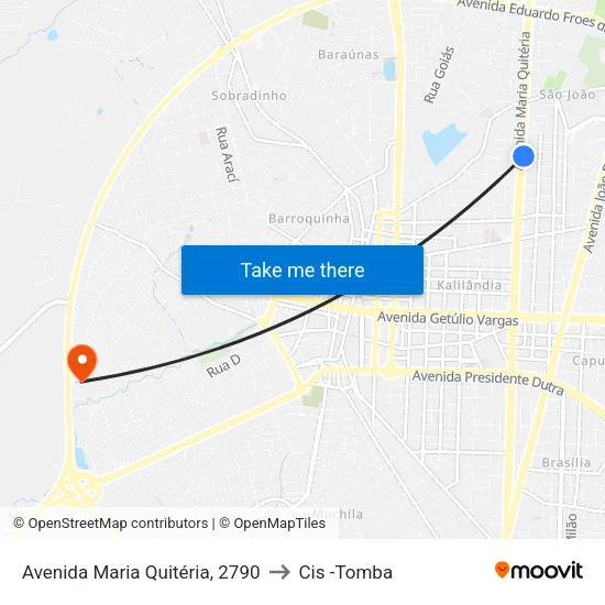 Avenida Maria Quitéria, 2790 to Cis -Tomba map