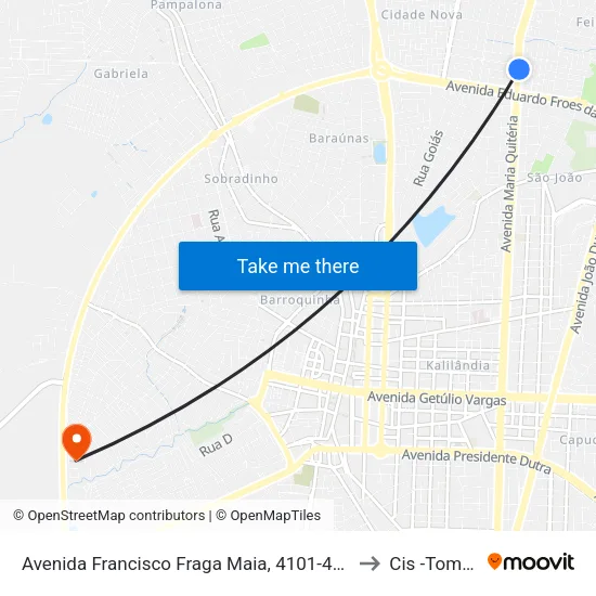 Avenida Francisco Fraga Maia, 4101-4119 to Cis -Tomba map