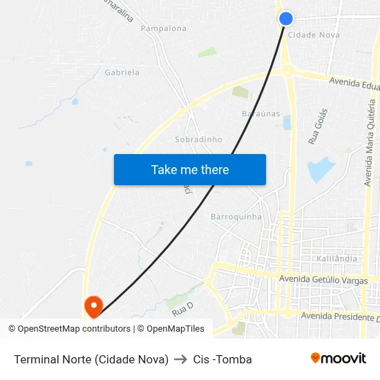 Terminal Norte (Cidade Nova) to Cis -Tomba map