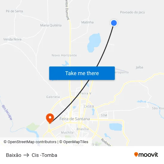 Baixão to Cis -Tomba map