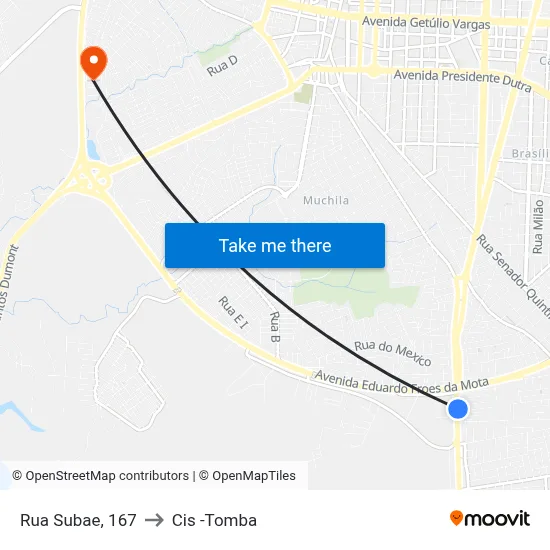 Rua Subae, 167 to Cis -Tomba map