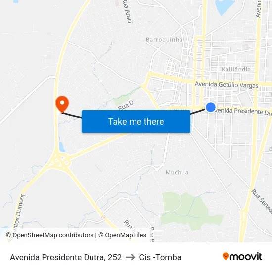 Avenida Presidente Dutra, 252 to Cis -Tomba map