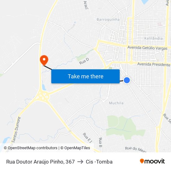 Rua Doutor Araújo Pinho, 367 to Cis -Tomba map