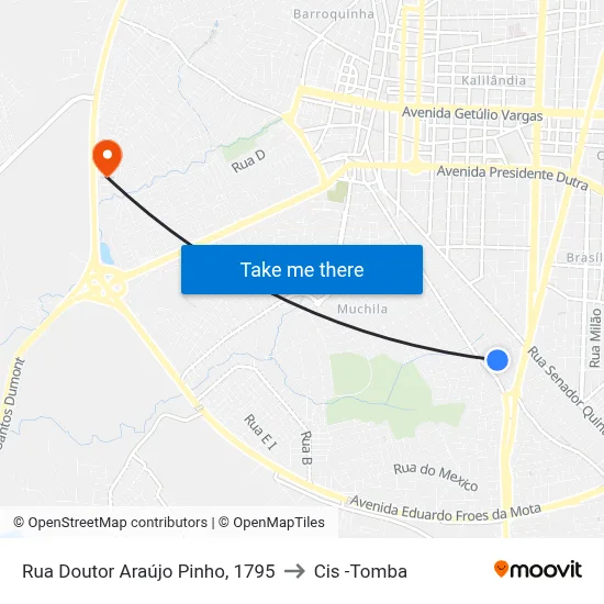 Rua Doutor Araújo Pinho, 1795 to Cis -Tomba map