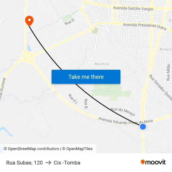 Rua Subae, 120 to Cis -Tomba map
