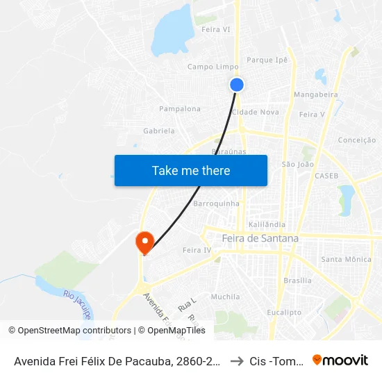 Avenida Frei Félix De Pacauba, 2860-2968 to Cis -Tomba map