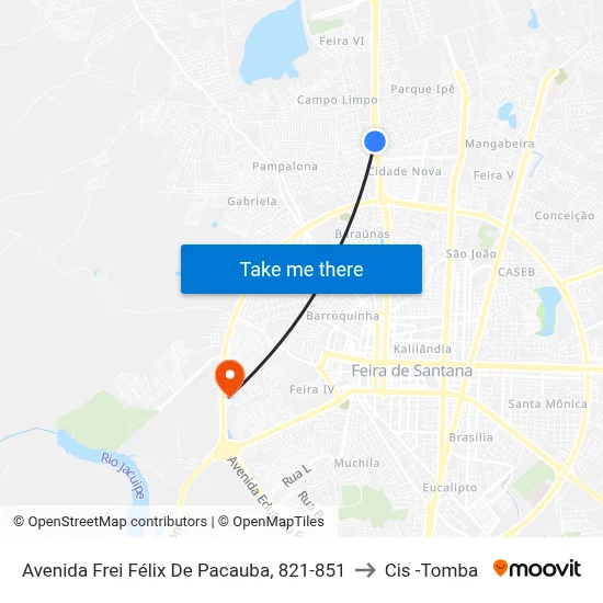 Avenida Frei Félix De Pacauba, 821-851 to Cis -Tomba map
