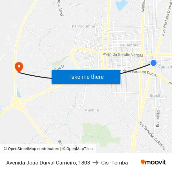 Avenida João Durval Carneiro, 1803 to Cis -Tomba map