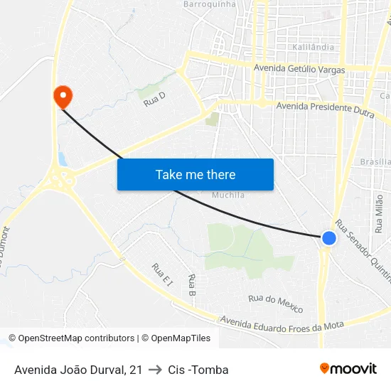 Avenida João Durval, 21 to Cis -Tomba map