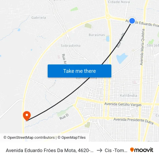 Avenida Eduardo Fróes Da Mota, 4620-4694 to Cis -Tomba map