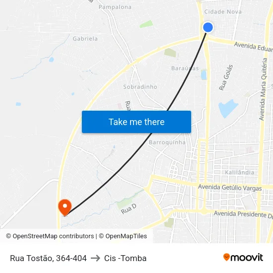 Rua Tostão, 364-404 to Cis -Tomba map