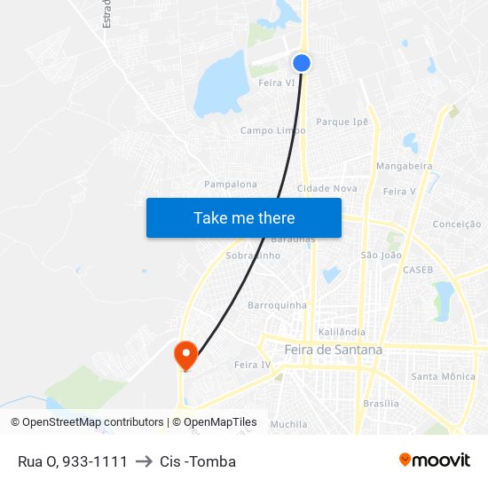 Rua O, 933-1111 to Cis -Tomba map