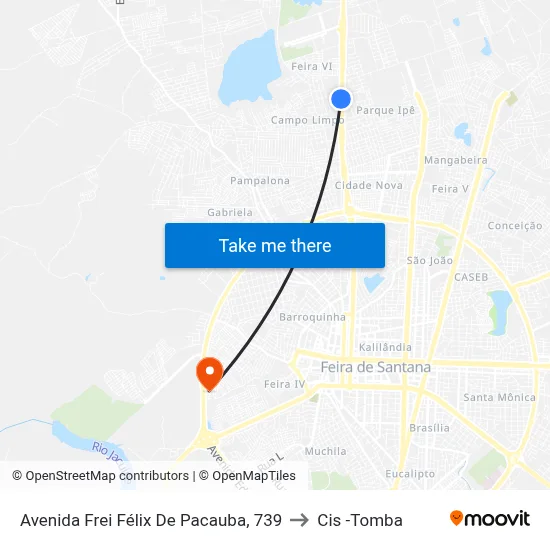 Avenida Frei Félix De Pacauba, 739 to Cis -Tomba map