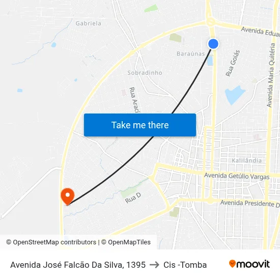Avenida José Falcão Da Silva, 1395 to Cis -Tomba map