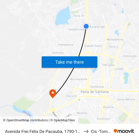Avenida Frei Félix De Pacauba, 1790-1844 to Cis -Tomba map