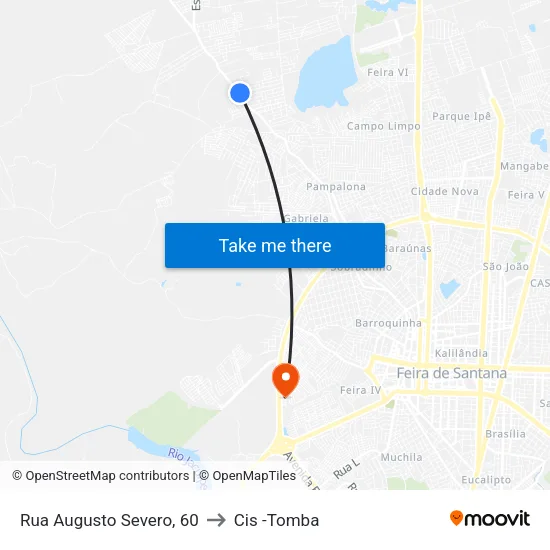 Rua Augusto Severo, 60 to Cis -Tomba map