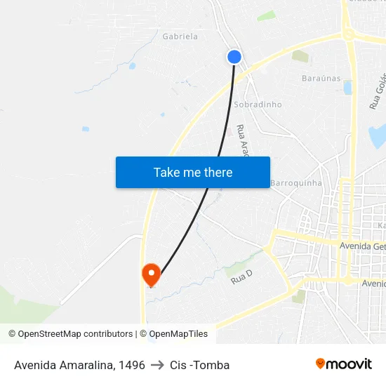 Avenida Amaralina, 1496 to Cis -Tomba map