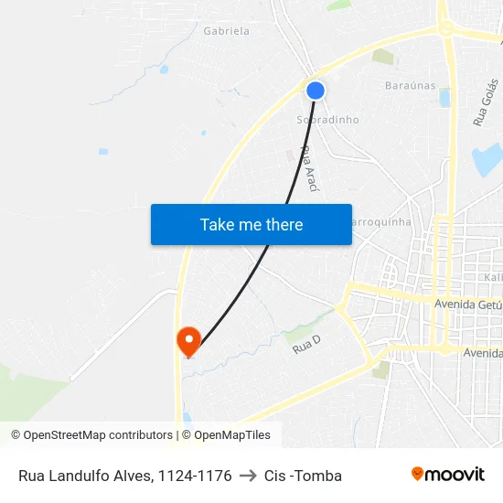 Rua Landulfo Alves, 1124-1176 to Cis -Tomba map
