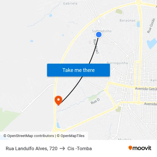 Rua Landulfo Alves, 720 to Cis -Tomba map