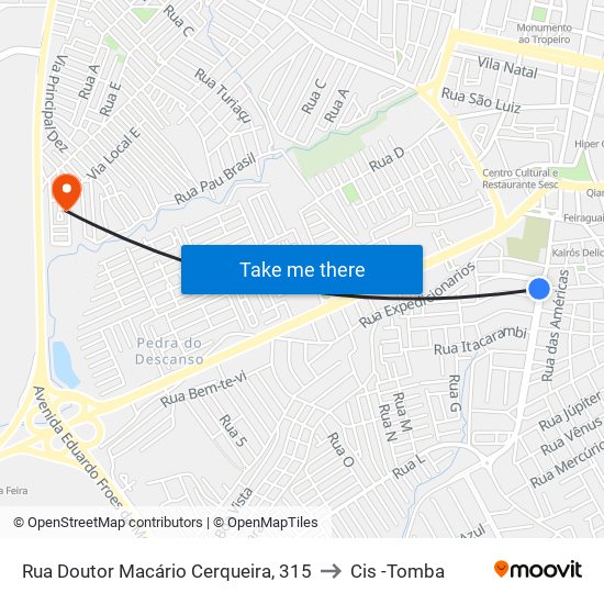 Rua Doutor Macário Cerqueira, 315 to Cis -Tomba map