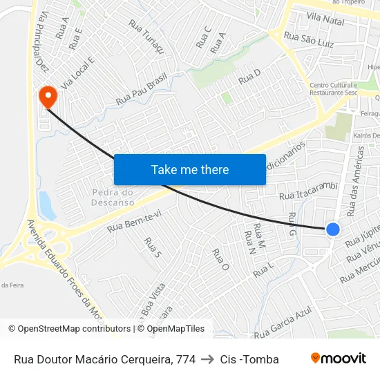 Rua Doutor Macário Cerqueira, 774 to Cis -Tomba map